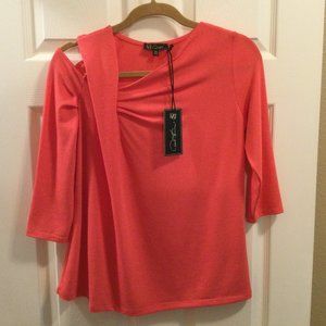 NEW Asymetrical COLD shoulder top by DG2 Coral XS NWT
